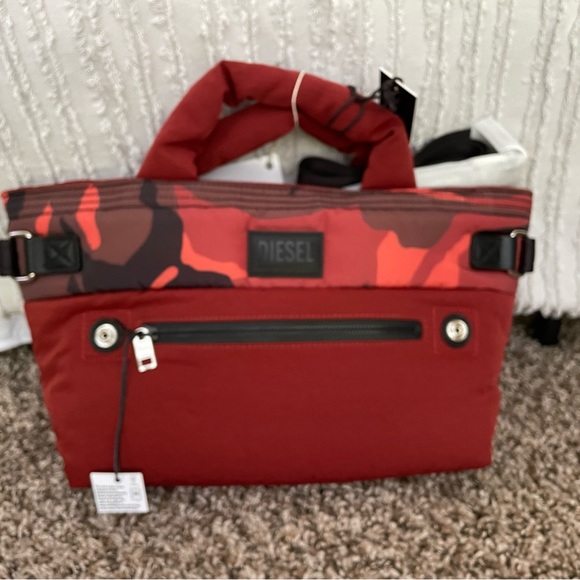 NWT Diesel burgundy camouflage orange shoulder handbag - Picture 4 of 16